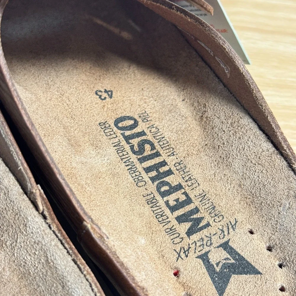 Mephisto Zach Fit Sandals Men's US 9 Brown Leather Adjustable Slides